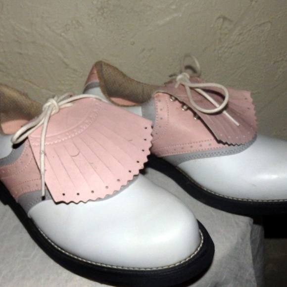 Top Flite White Pink Leather Golf Shoes Size 7 1/2 - Picture 6 of 8